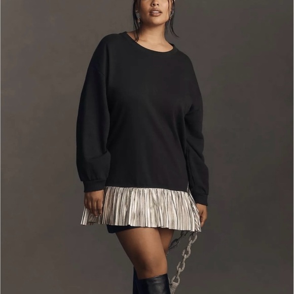 Anthropologie Tops - ANTHROPOLOGIE Pilcro Black Sweatshirt with Silver Trim